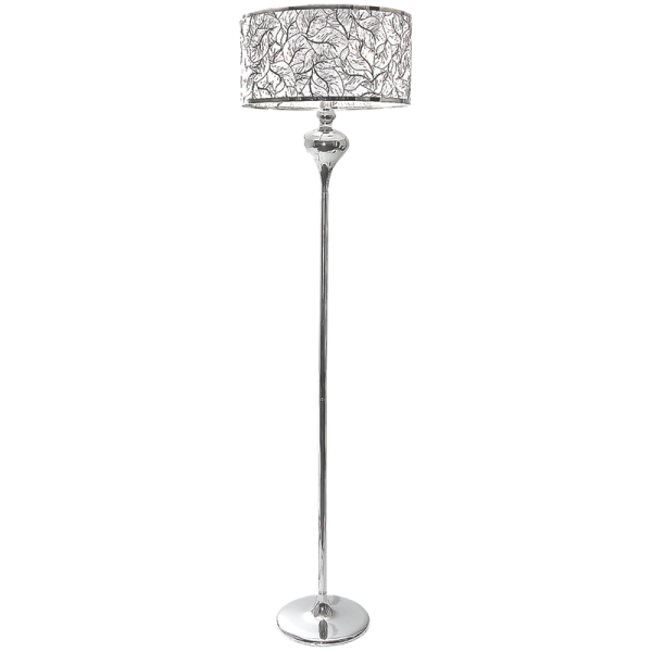 Bright Star Lighting SL052 CHROME Polished Chrome Standing Lamp with Silver Patterned Shade