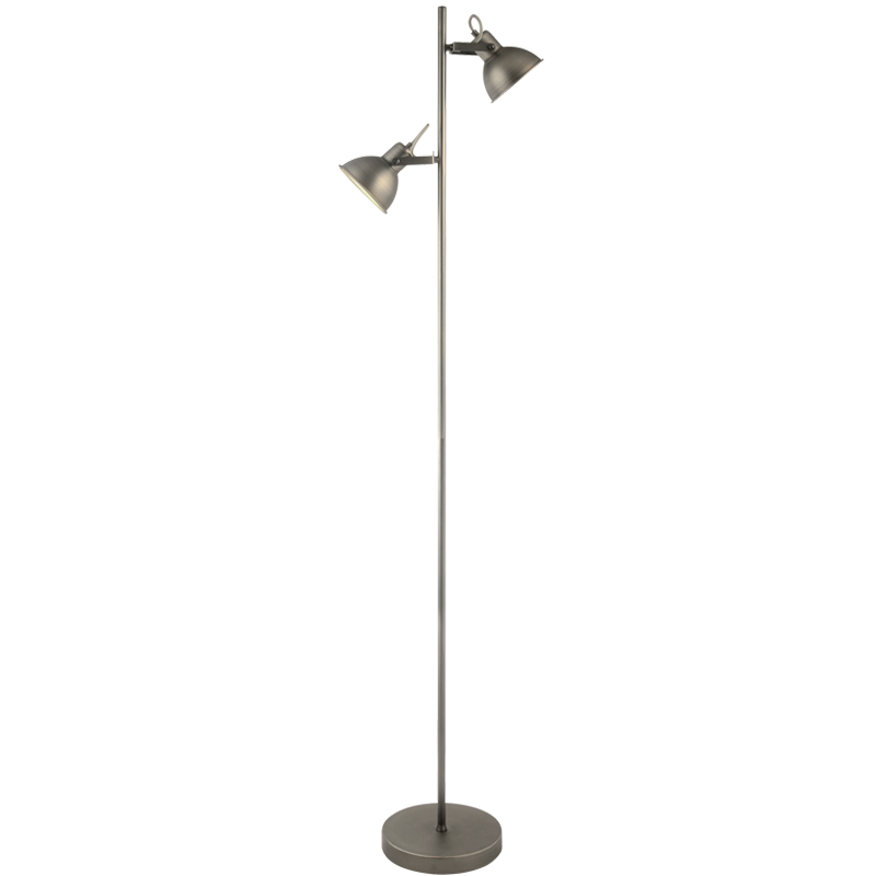 Bright Star Lighting SL062 SILVER Matt Antique Silver 2 Light Floor Lamp