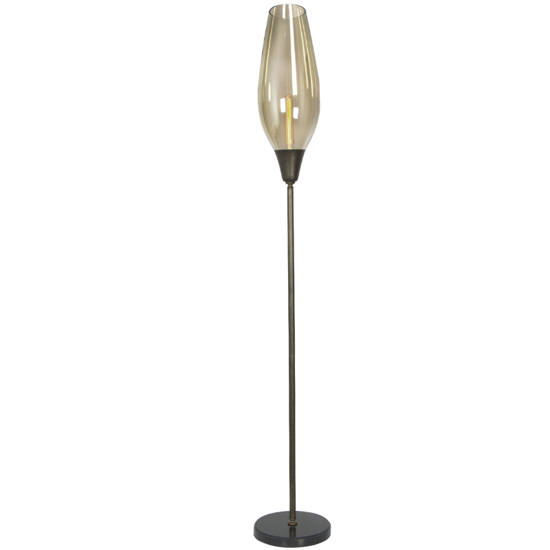 Bright Star Lighting SL081 COGNAC Metal Floor Lamp with Cognac Colour Glass
