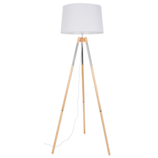 SL084 Bright Star CH/WHITE WOOD POLISH CHR WH SHADE FOOT SWITCH 1X60W BC