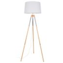 Bright Star Lighting SL084 CH/WHITE Wood and Polished Chrome Standing Lamp with White Fabric Shade