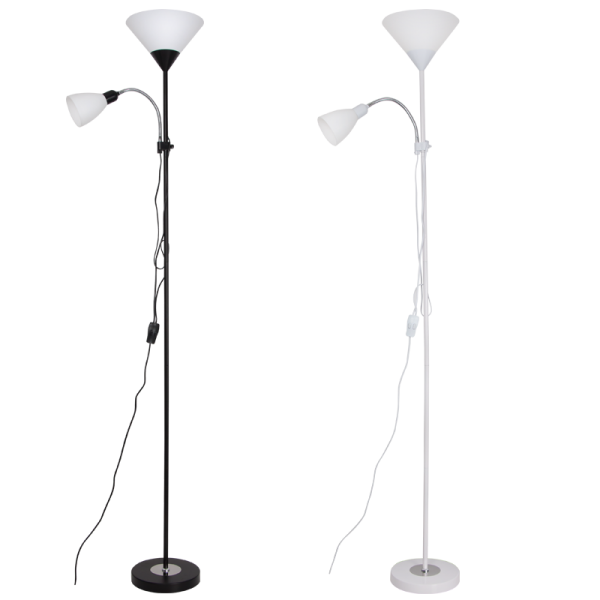 Bright Star Lighting SL087 WHITE Metal and Polished Chrome Floor Lamp with PVC Covers