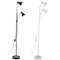 Bright Star Lighting SL089 BLACK Metal and Polished Chrome Floor Lamp with Gooseneck Arms
