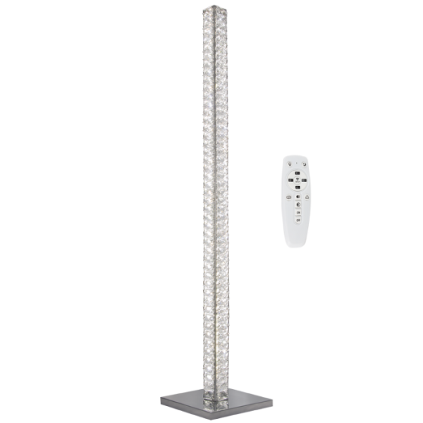 Bright Star Lighting SL095 CRYSTAL Polished Chrome Standing Lamp with Crystal with Remote Control