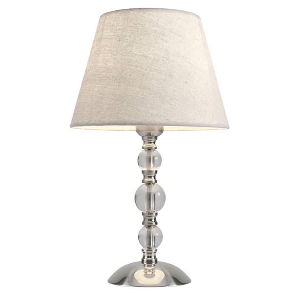 Bright Star Lighting TL012 SATIN Satin Chrome and Crystal Table Lamp with Hessian Shade