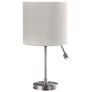 Bright Star Lighting TL028 STRAW Satin Chrome Base with Cream Fabric Shade, Gooseneck Arm for LED and two Switches