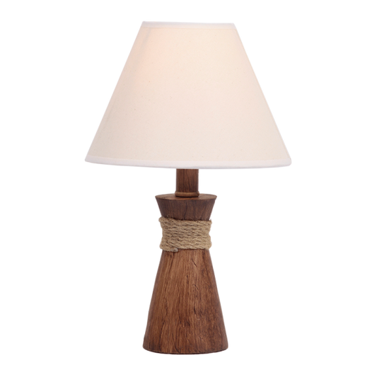 TL084 Bright Star WOOD RESIN TABLE LAMP WITH ROPE HESSIAN SHADE 1X60W ES