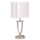 Bright Star Lighting TL089 PEARL WHITE Satin Chrome Table Lamp with Oval Pearl White Shade