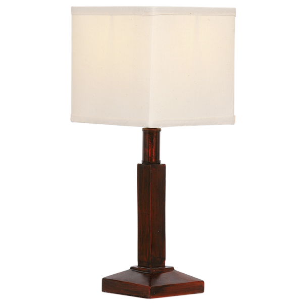 Bright Star Lighting TL117 BROWN Resin Table Lamp with Square Cream Shade