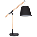 Bright Star Lighting TL141 BLACK Metal and Wood Table Lamp with Black Fabric Shade