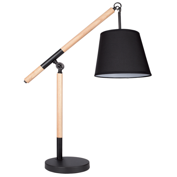 Bright Star Lighting TL141 BLACK Metal and Wood Table Lamp with Black Fabric Shade