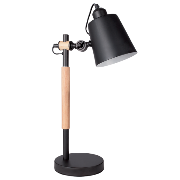 Bright Star Lighting TL142 BLACK Metal and Wood Table Lamp with Metal Shade