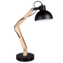 Bright Star Lighting TL143 BLACK Metal and Wood Table Lamp with Metal Shade