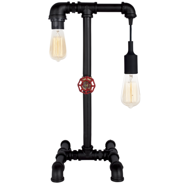 TL144 Bright Star BLACK BLACK METAL TABLE LAMP 2X60W ES