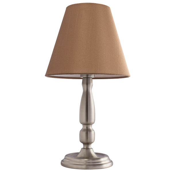 Bright Star Lighting TL149 BEIGE SATIN Satin Chrome Base with Beige Fabric Shade