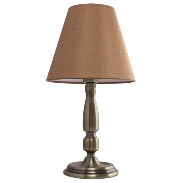 Bright Star Lighting TL150 BEIGE AQ Bronze Base with Beige Fabric Shade