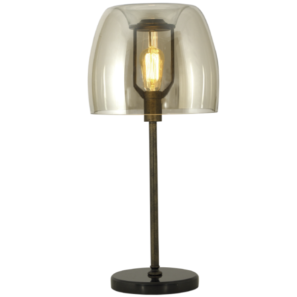 Bright Star Lighting TL175 COGNAC Metal Table Lamp with Cognac Colour Glass