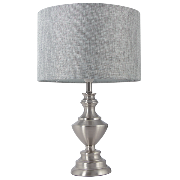 TL177 Bright Star SATIN SAT/CHR TABLE LAMP SMOKE FABRIC SHADE 1X40W BC