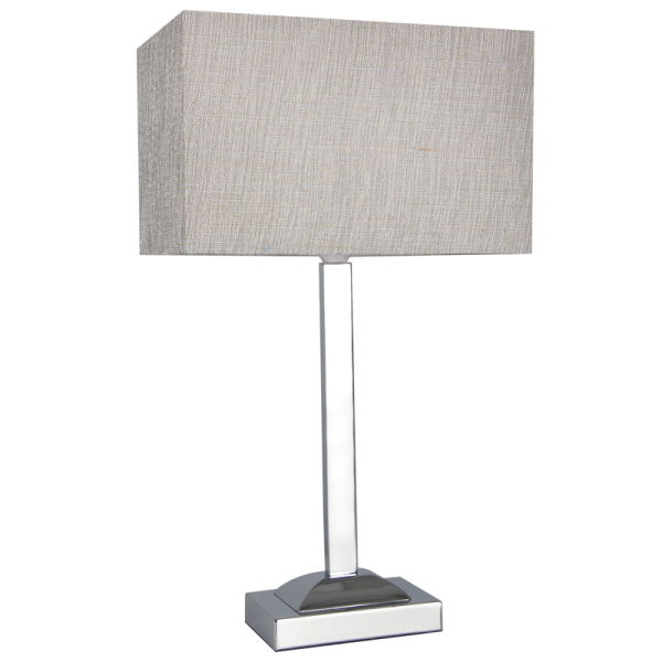 Bright Star Lighting TL178 CHROME Polished Chrome Table Lamp with Champagne Fabric Shade