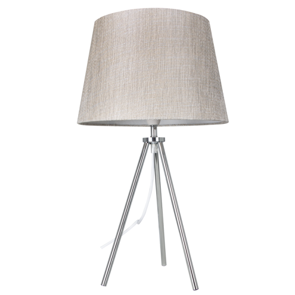 Bright Star Lighting TL179 CHROME Polished Chrome Table Lamp with Champagne Fabric Shade