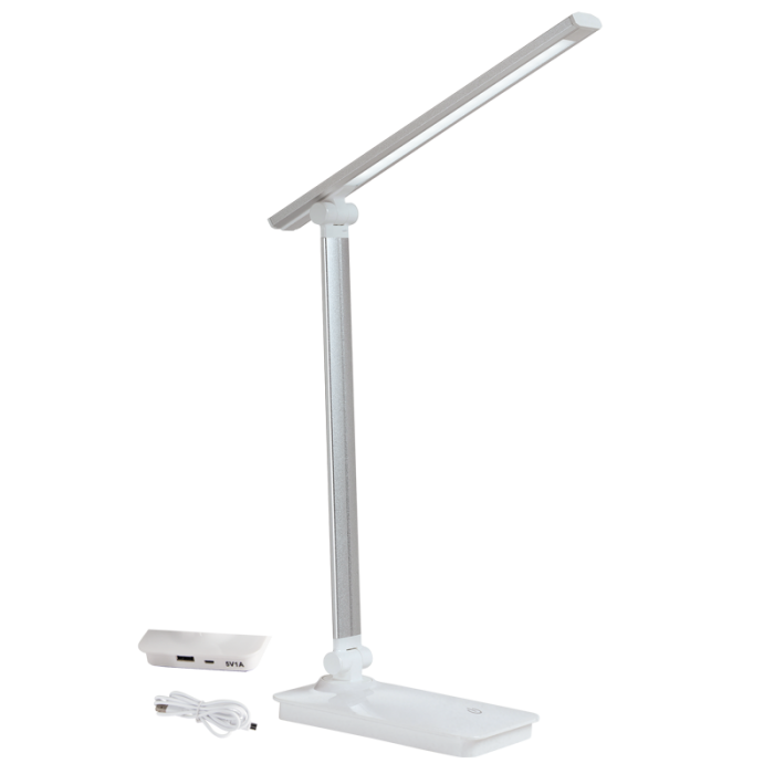 Bright Star Lighting TL183 SILVER LED, Aluminium, Metal and Plastic Desk Lamp with Moveable Arm and USB Port