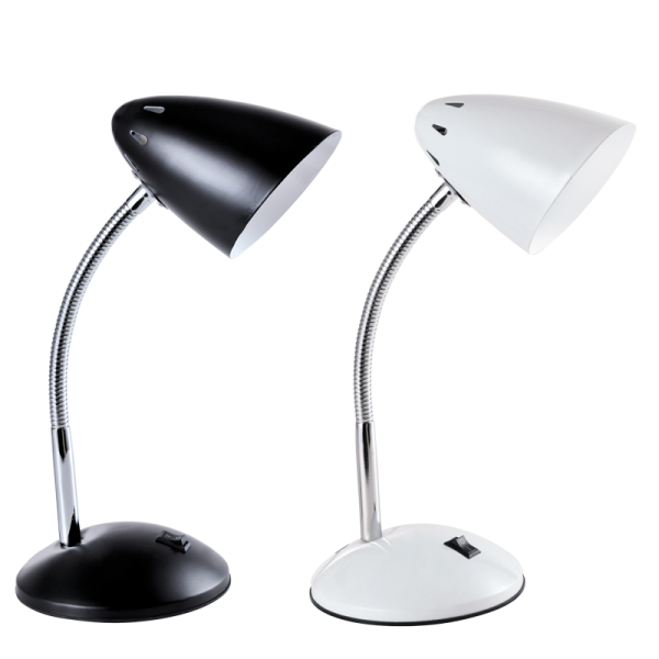 Bright Star Lighting TL184 WHITE Metal Desk Lamp with Gooseneck Arm and On/Off Switch
