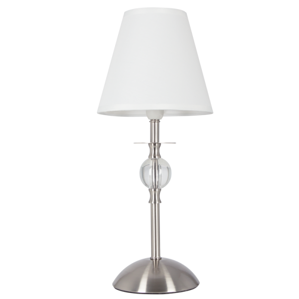 Bright Star Lighting TL187 WHITE Satin Chrome and Clear Acrylic Table Lamp with White Shade