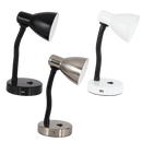 Bright Star Lighting TL190 WHITE Metal Desk Lamp with Gooseneck Arm and USB Port