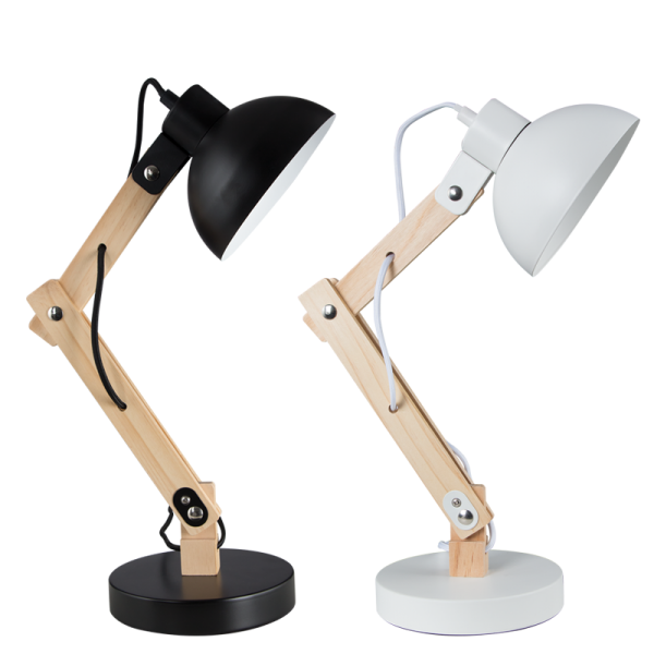 Bright Star Lighting TL193 WHITE Metal and Wood Desk Lamp