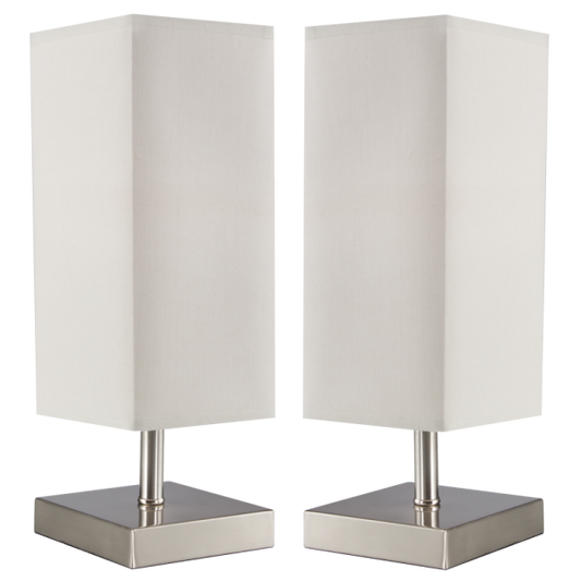 TL196 Bright Star SATIN 2 table lamps per box 1X18W ES BEIGE SHADE