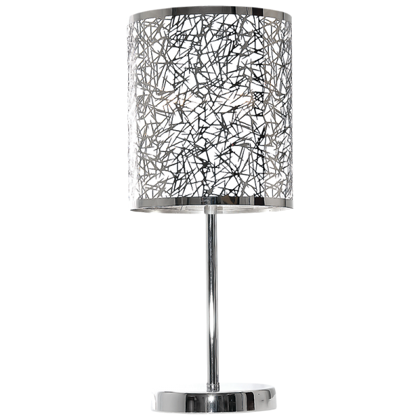 Bright Star Lighting TL400 CHROME Polished Chrome Table Lamp with Silver Patterned Shade