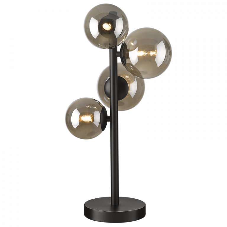 Bright Star Lighting TL600 MATT BLACK Table Lamp with Smoke Colour Glass