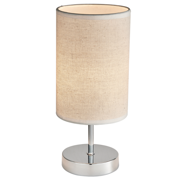 TL629 Bright Star CHROME POLISH CHR & HESSIAN SHADE TABLE LAMP 1X40W SES