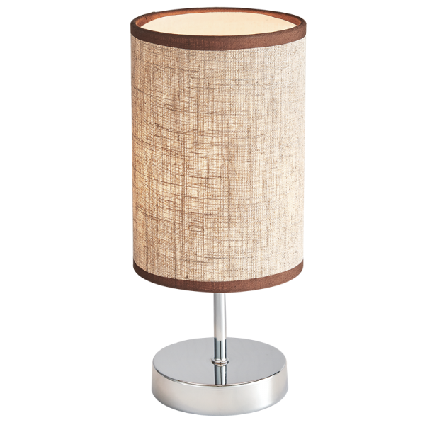 TL630 Bright Star CHROME POLISH CHR & LIGHT BR SHADE TABLE LAMP 1X40W SES