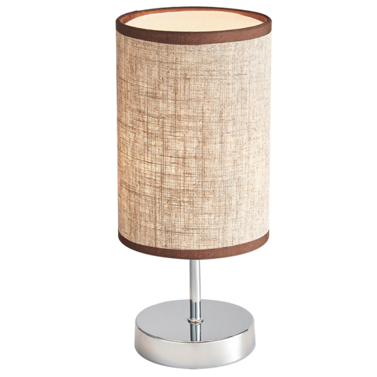 TL630 Bright Star CHROME POLISH CHR & LIGHT BR SHADE TABLE LAMP 1X40W SES