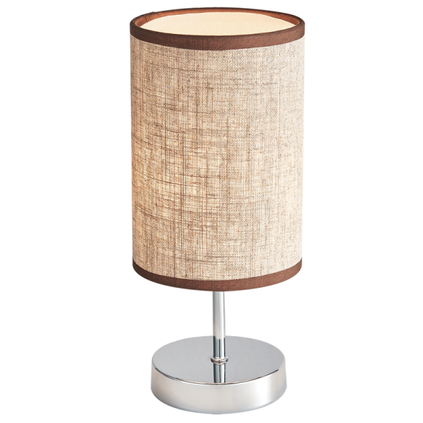 Bright Star Lighting TL630 CHROME Polished Chrome Table Lamp with Light Brown Fabric Shade