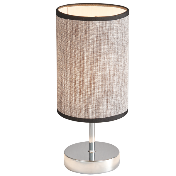 Bright Star Lighting TL631 CHROME Polished Chrome Table Lamp with Dark Brown Fabric Shade