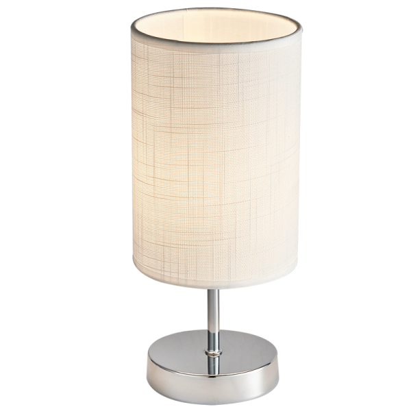 Bright Star Lighting TL632 CHROME Polished Chrome Table Lamp with White Fabric Shade