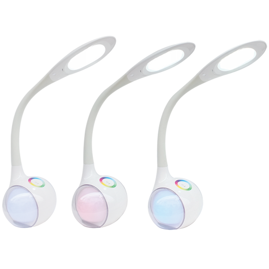 TL821 Bright Star WHITE WHITE RGB BASE 9W LED ADJ HEAD MOVABLE ARM DESK