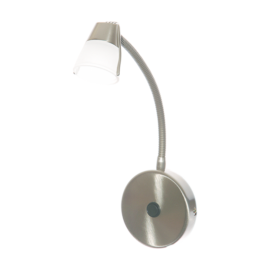 WB005 Bright Star SATIN CHROME GU10,FLEXI ARM, SWITCH, GLASS