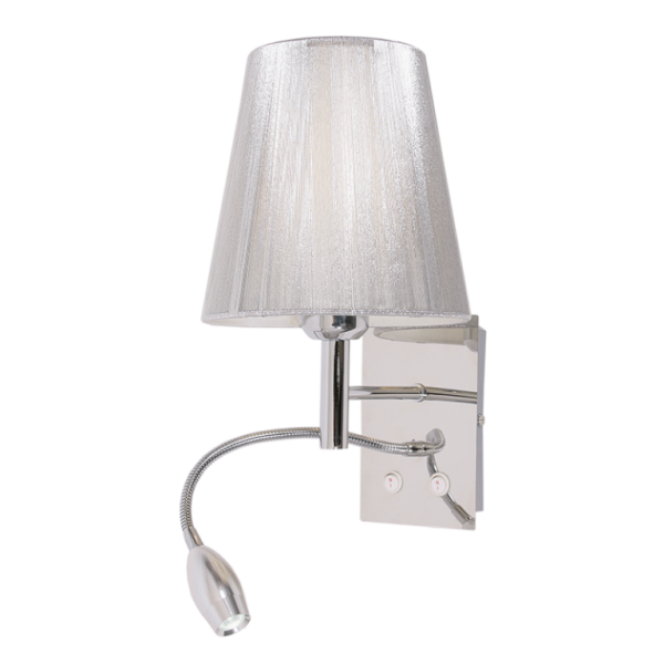 Bright Star Lighting WB030/2 CHROME Polished Chrome Wall Fitting with Silver Thread Shade