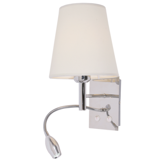 WB031/2 Bright Star CHROME 2LT (1 x LED) + white shade