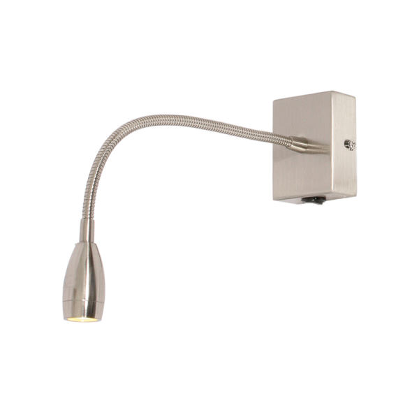 Bright Star Lighting WB040/1 SATIN Chrome Wall Fitting with Gooseneck Arm for LED and Switch