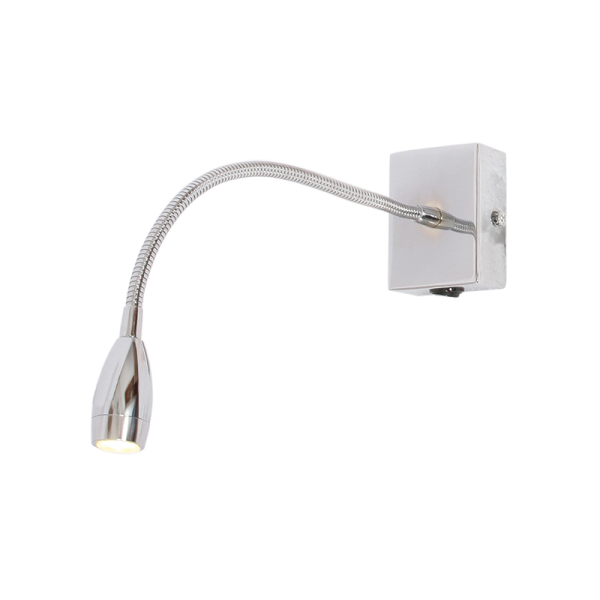Bright Star Lighting WB041/1 CHROME Polished Chrome Wall Fitting with Gooseneck Arm for LED and Switch