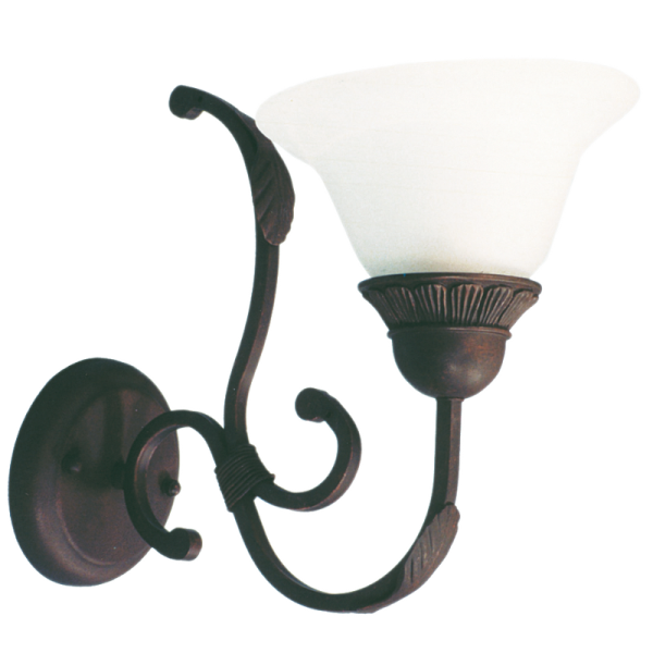Bright Star Lighting WB067/1 RUST Metal Wall Bracket with Alabaster Glass