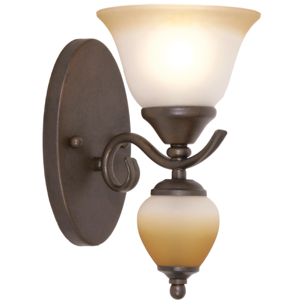 Bright Star Lighting WB108/1 RST Metal Wall Bracket with Faded Brown Glass