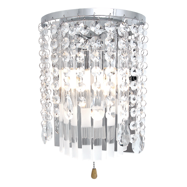Bright Star Lighting WB1132 CHROME Polished Chrome Wall Bracket with Glass and Crystals