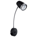 Bright Star Lighting WB124/1 BLACK Black and Polished Chrome Wall Fitting with Gooseneck Arm and Switch