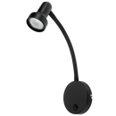 Bright Star Lighting WB125/1 BLACK Metal Wall Bracket with Switch and Flexible Rubber Arm
