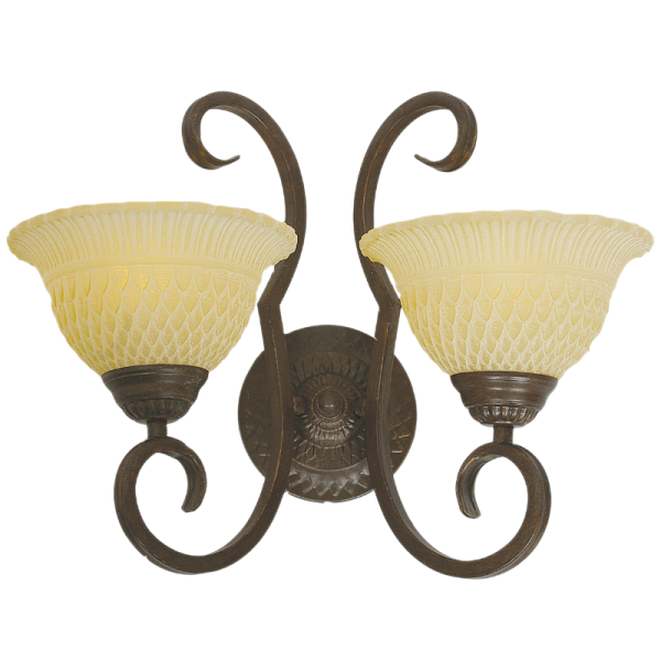 Bright Star Lighting WB1478/2 OLD GOLD Metal and Resin Wall Bracket with Brown Glass